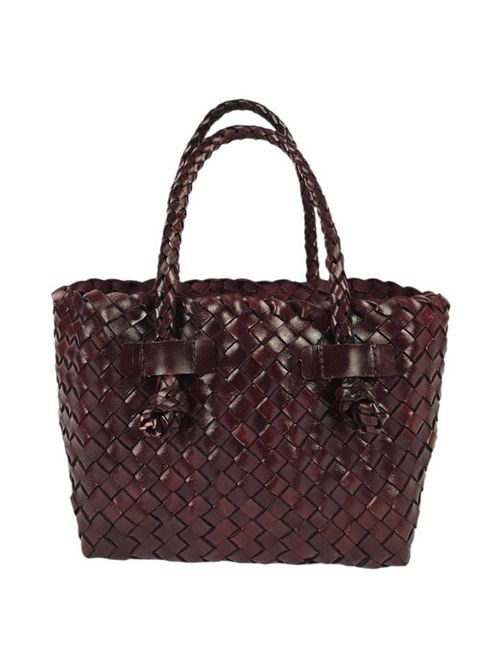 shopping donna piccola in pelle intrecciata bordeaux